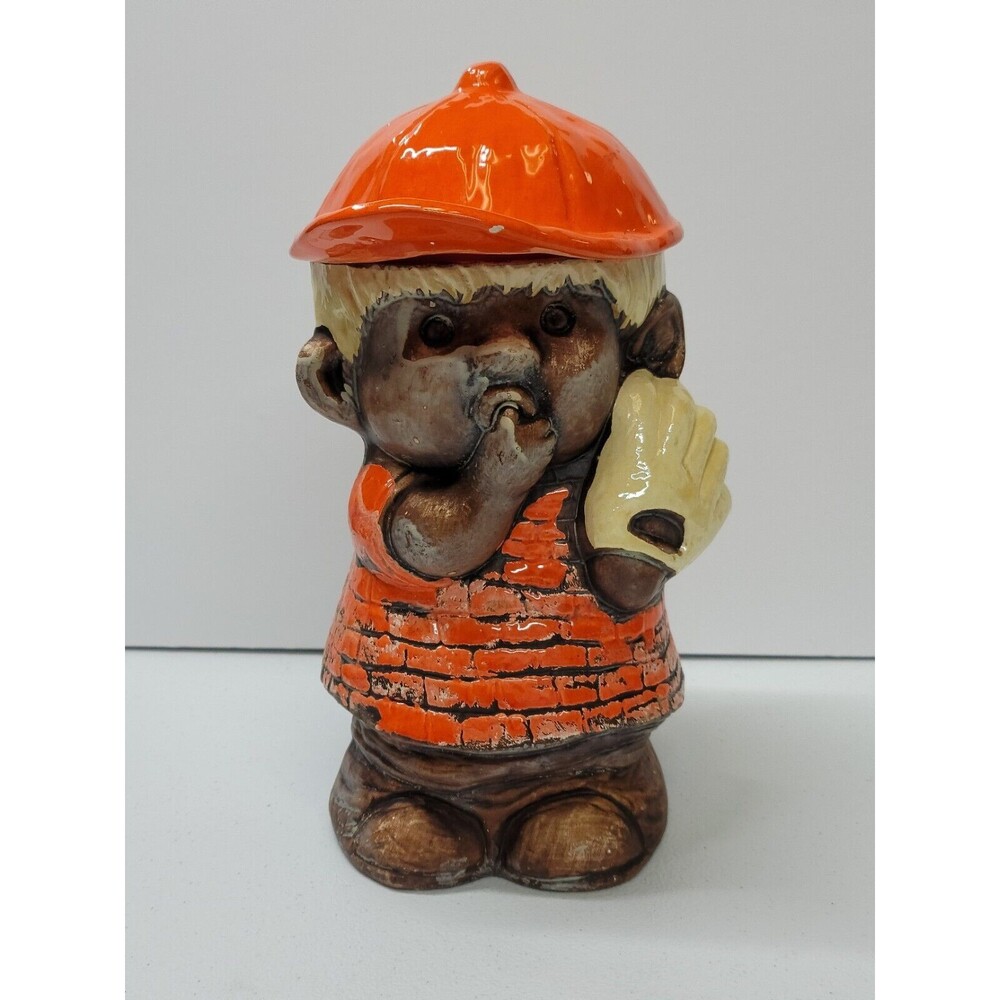 Vintage Treasure Craft Ceramic Boy w/Baseball Cap, Glove & Finger in His Mouth